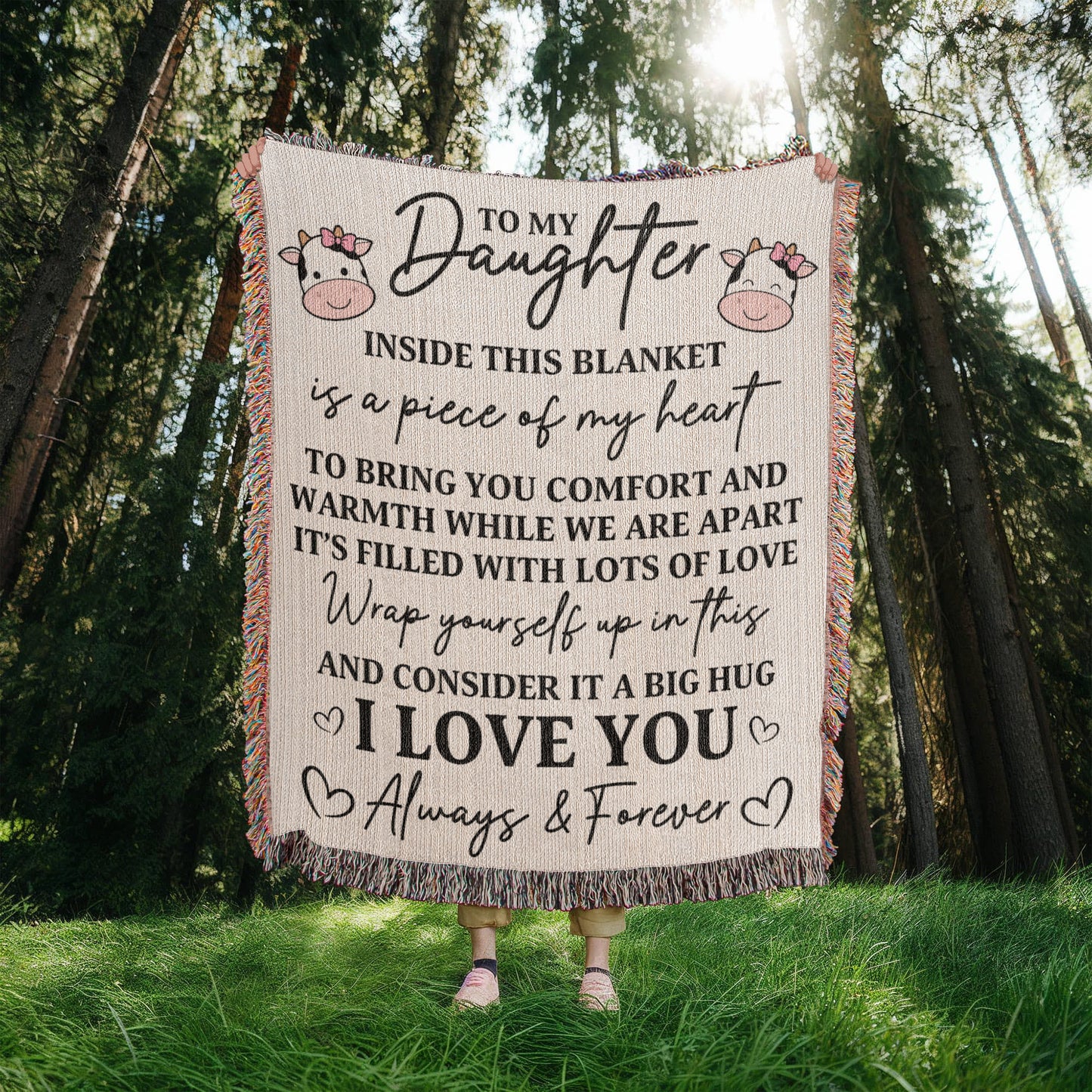 To My Daughter – “Piece of My Heart” Cow Blanket Filled with Love & Hugs
