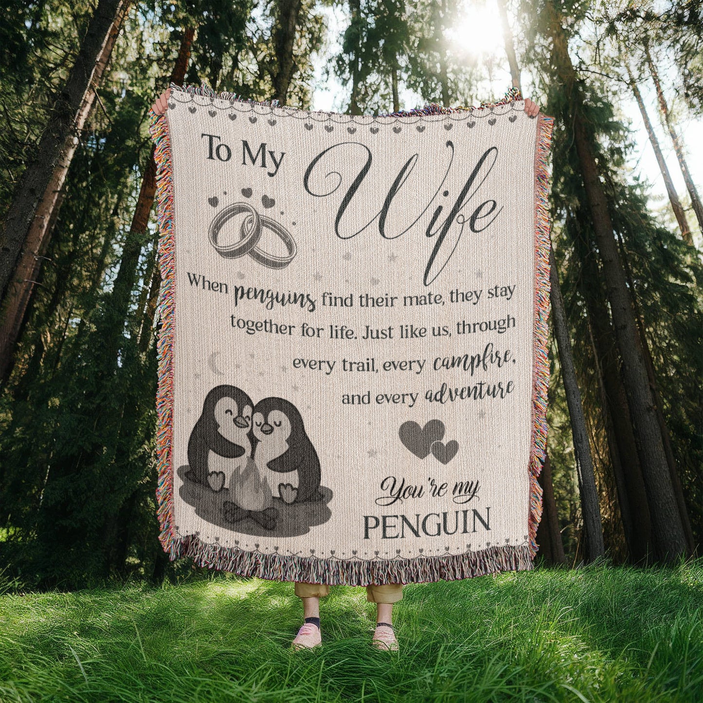 Camping Blanket Gift – For the Wife Who’s Your Forever Penguin