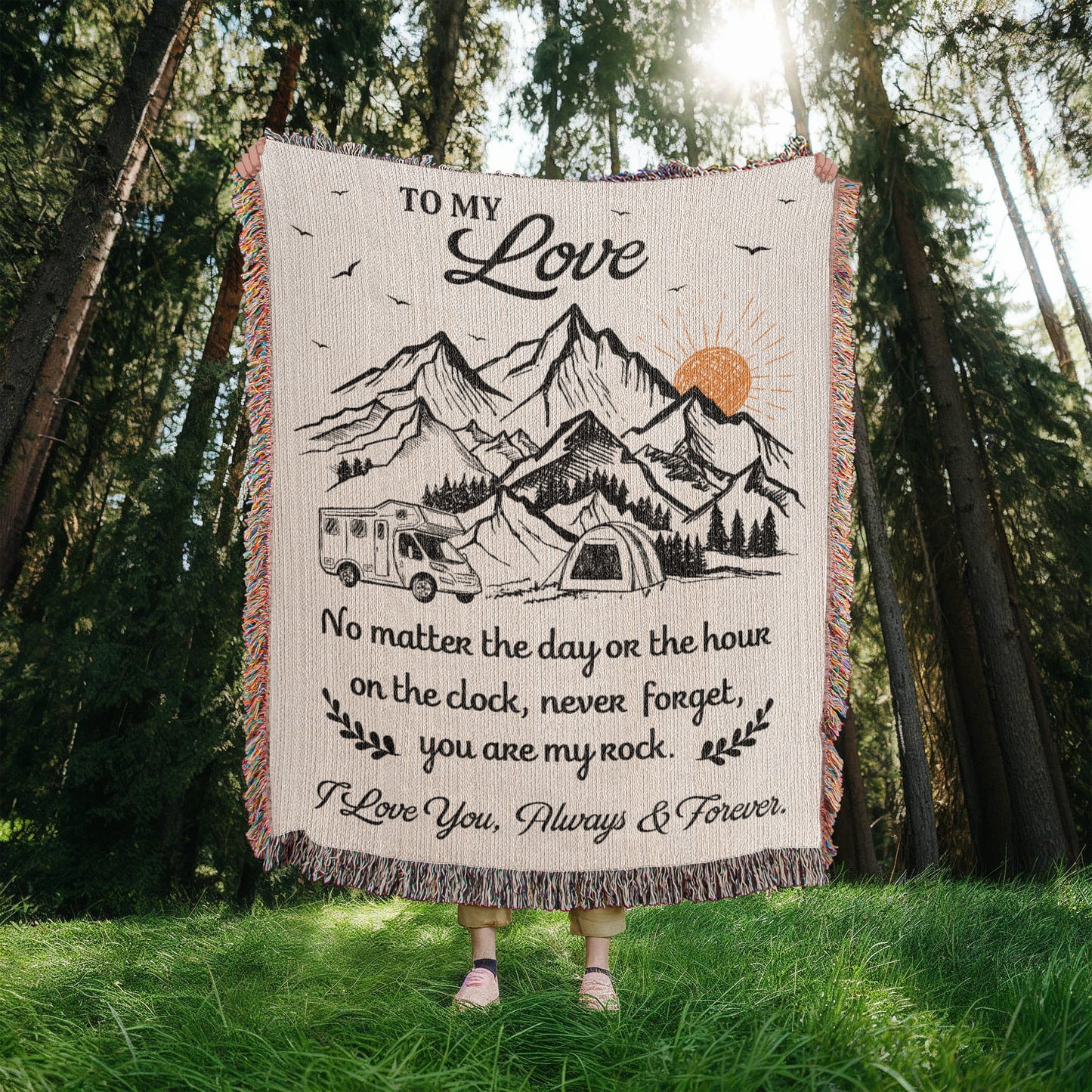 Camping Blanket Gift – For the One Who’s Your Rock, Through Every Hour and Horizon