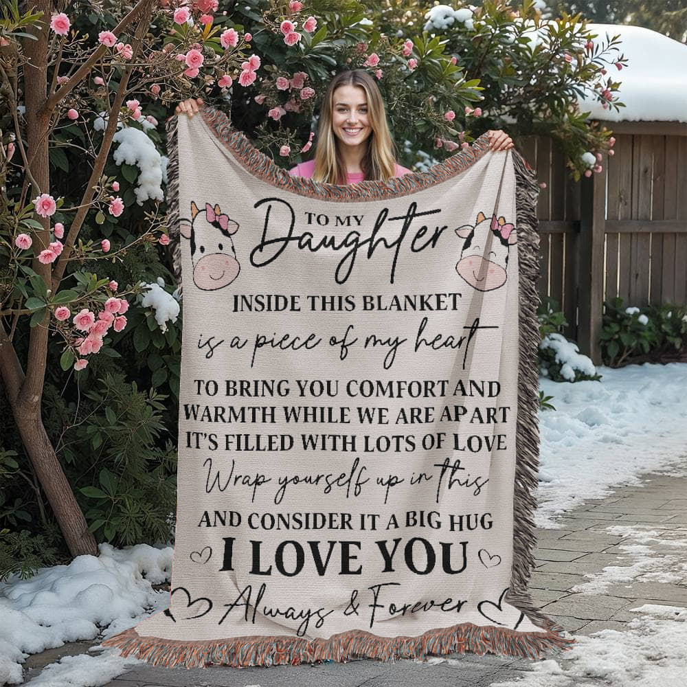 To My Daughter – “Piece of My Heart” Cow Blanket Filled with Love & Hugs