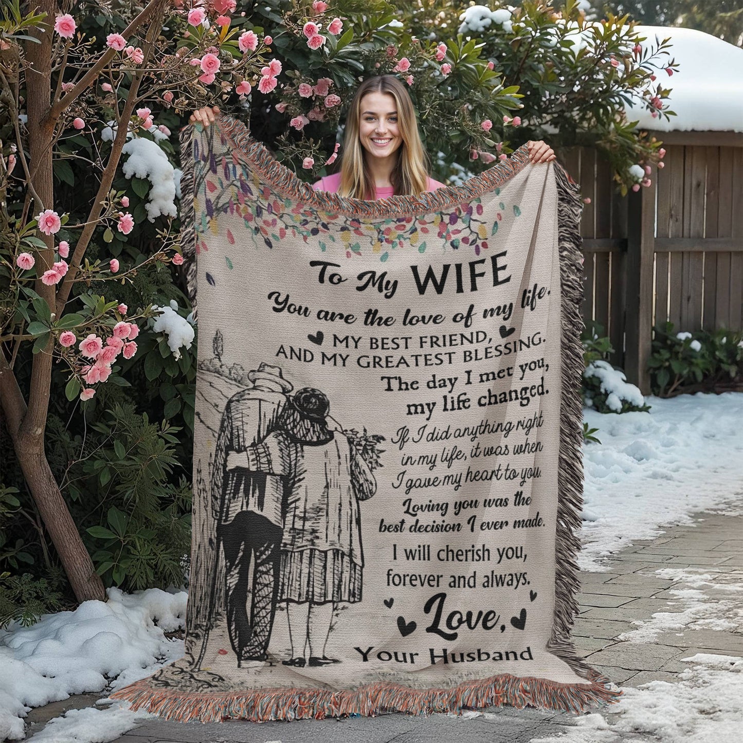 Timeless Love Sketch Blanket – A Gift for Wife
