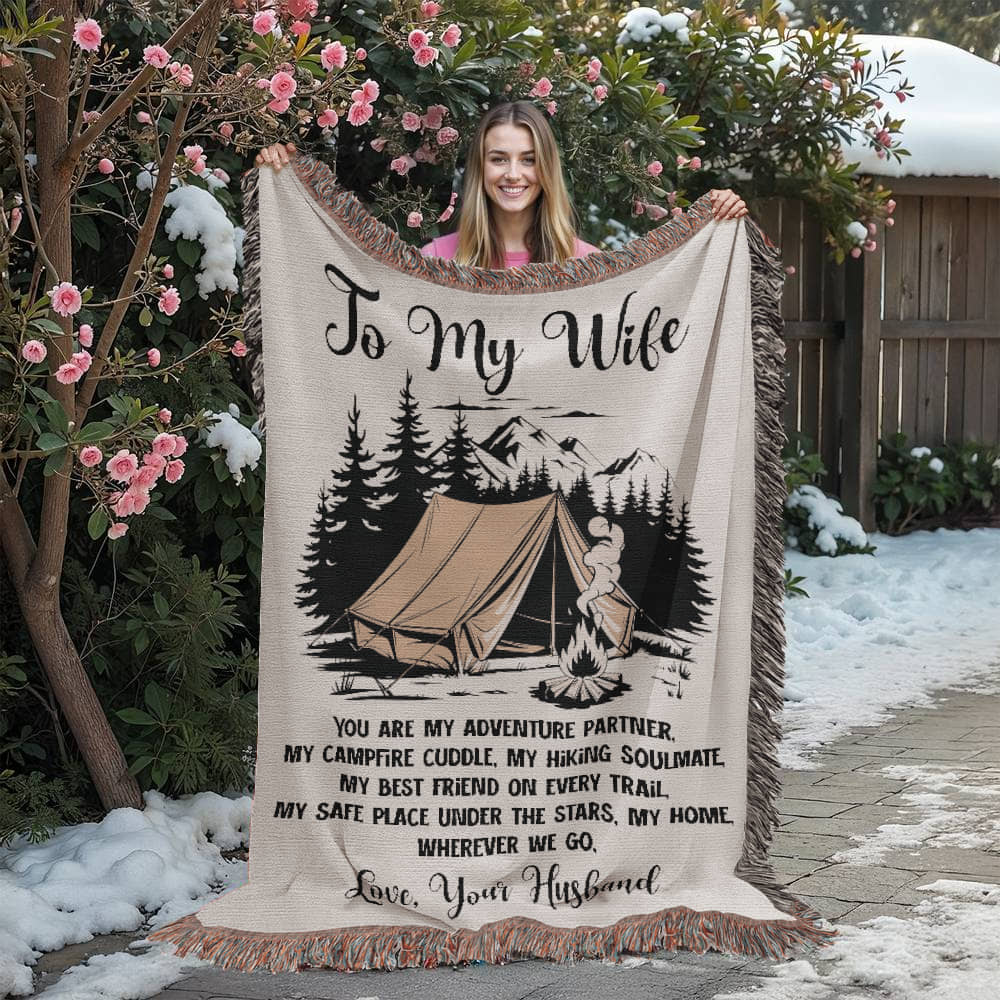 Camping Blanket Gift for Wife – My Adventure Partner, My Home on Every Trail