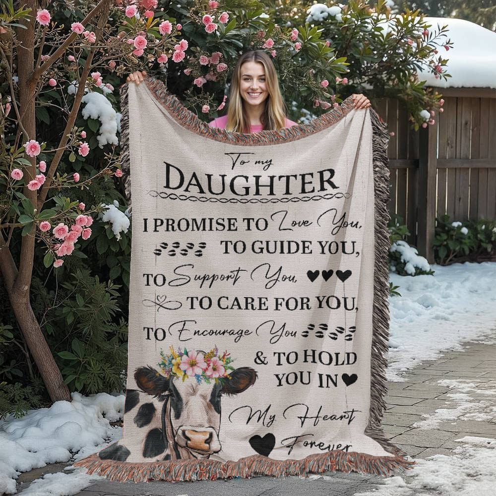 To My Daughter – “I Promise to Love, Guide, and Hold You Forever” Cow Blanket