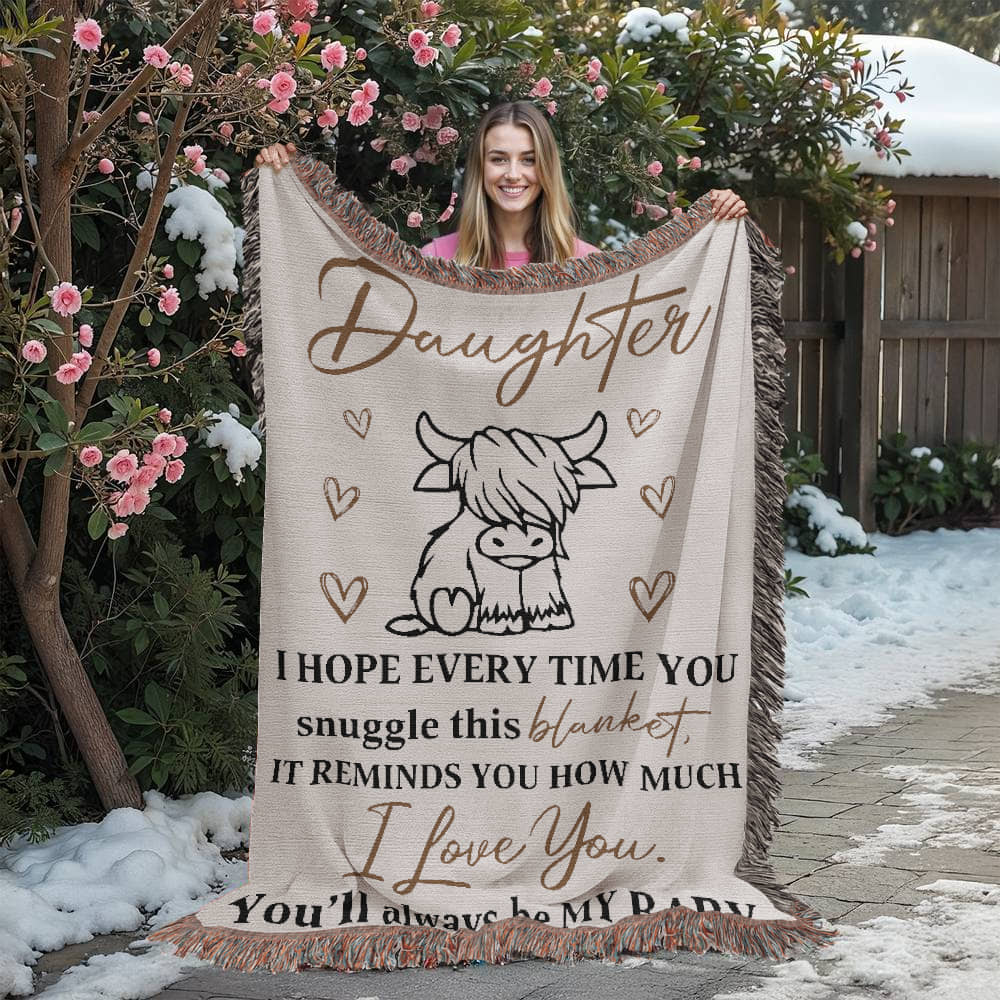 To My Daughter – Cute Cow Snuggle Blanket With "You’ll Always Be My Baby" Message