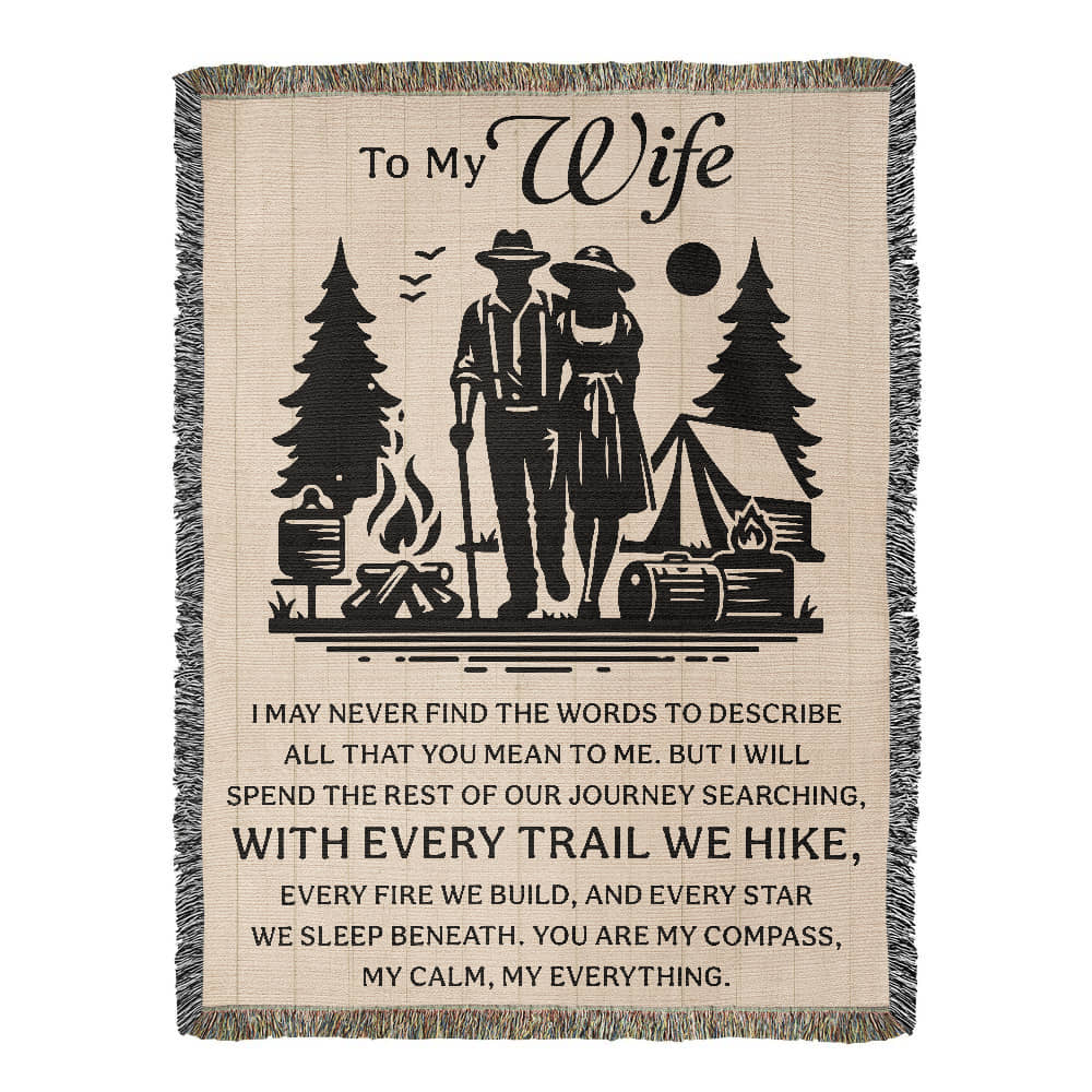 Camping Blanket Gift – For the Wife Who’s Your Compass and Calm