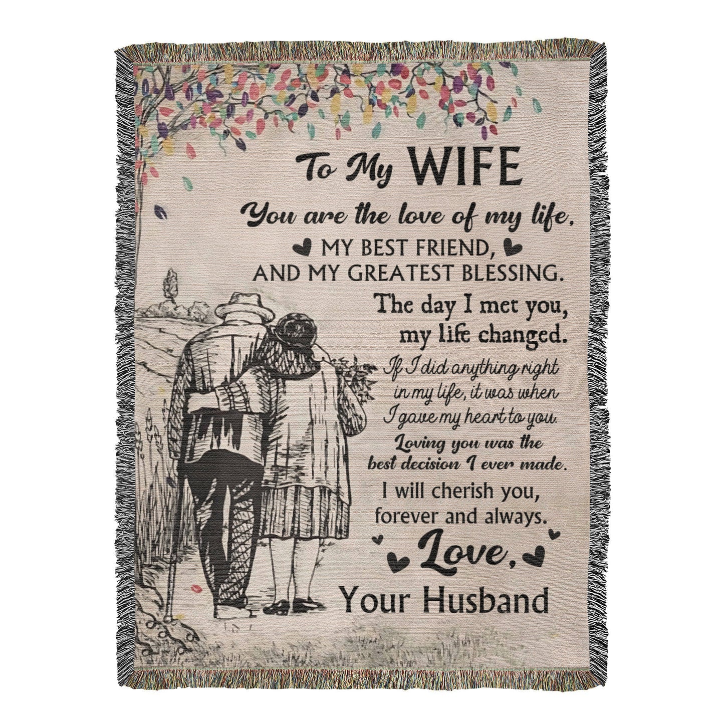 Timeless Love Sketch Blanket – A Gift for Wife