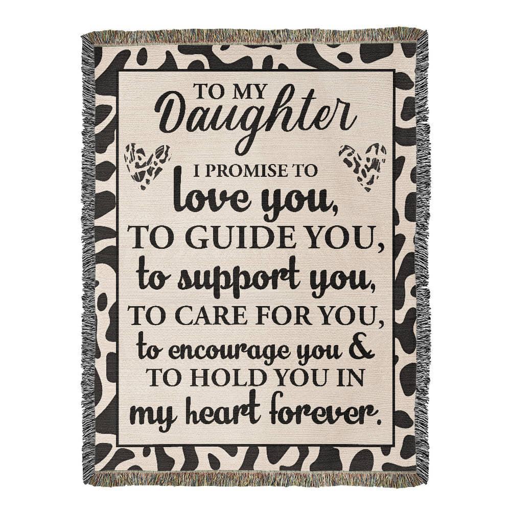 To My Daughter – Cow Print Blanket With “Love, Guide, Support” Promise