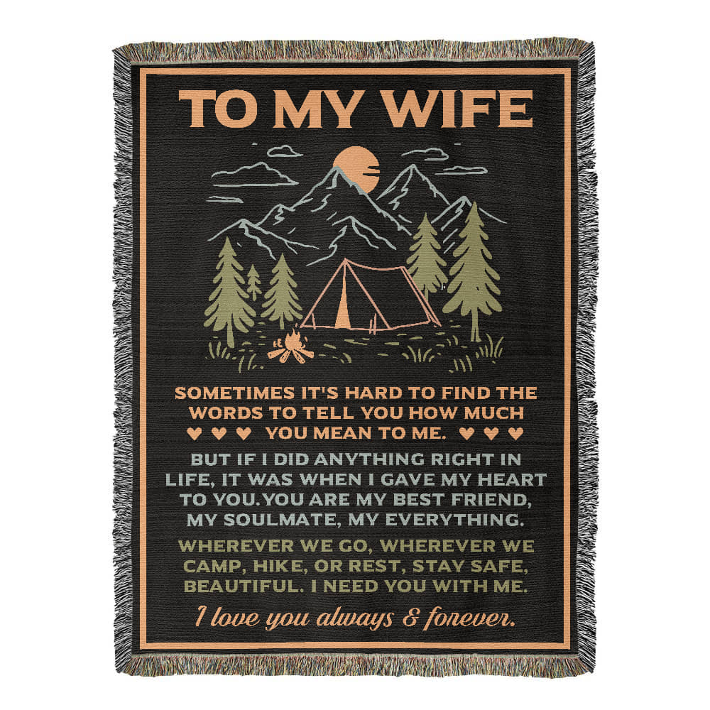 Camping Blanket Gift – For the Wife Who’s Your Best Friend, Soulmate, and Safe Place