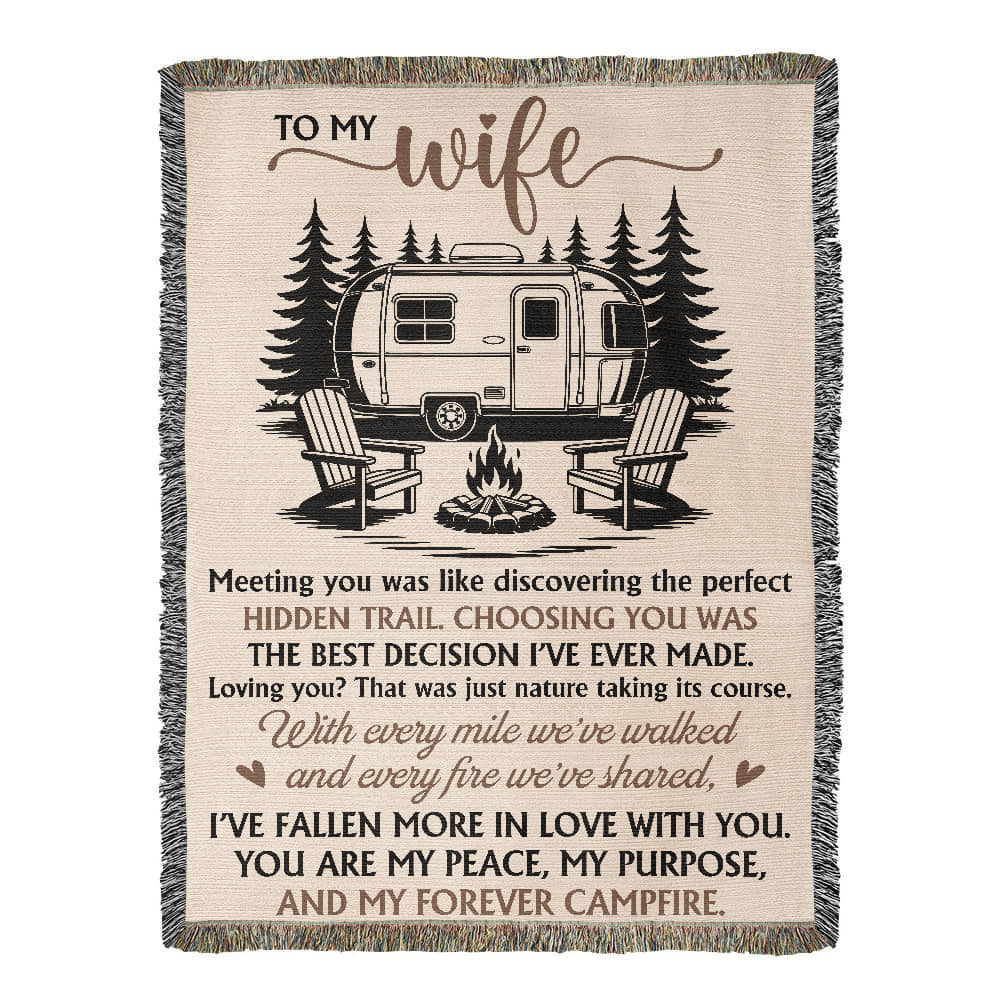 To My Wife – Campfire & Camper Love Quote Blanket 🔥💑