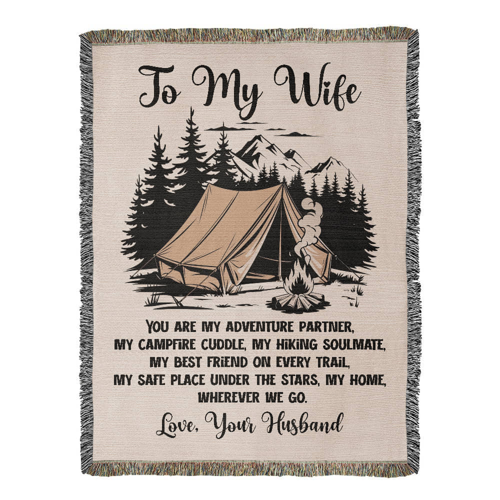 Camping Blanket Gift for Wife – My Adventure Partner, My Home on Every Trail