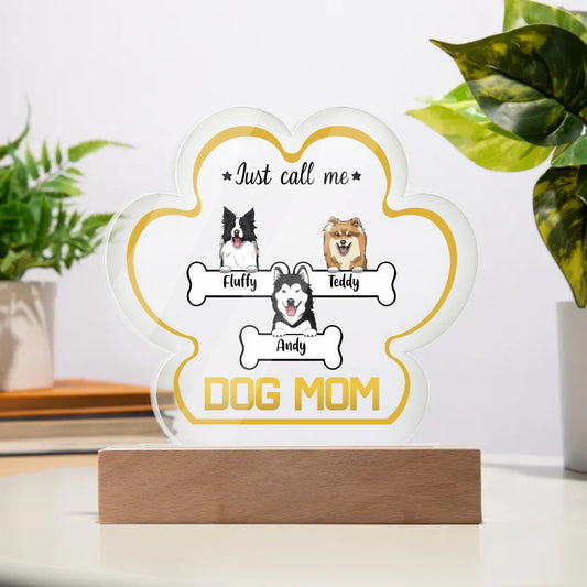 Customized Acrylic Dog Mom Paw Plaque