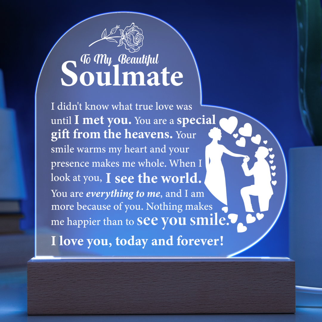 To my Soulmate - Never Forget That I love You, Love Your Husband (Acrylic Heart Plaque)
