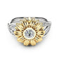 New gold-plated couple ring sunflower flower color separation zircon ring