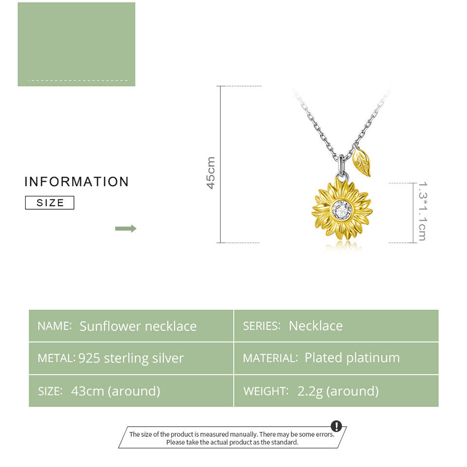 Gold Plated Sunflower Necklace Silver Sunflower