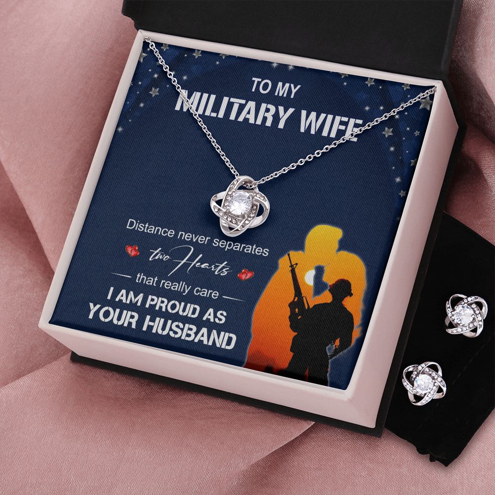 Get your military spouse the most beautiful love Knot Earring & Necklace Set!