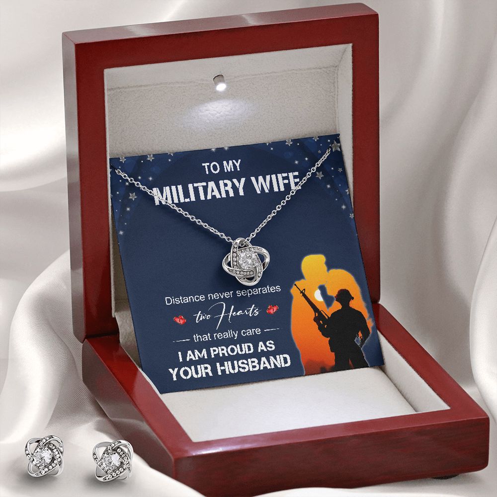 Get your military spouse the most beautiful love Knot Earring & Necklace Set!