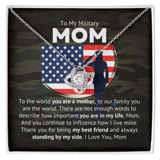 Make your military mom happy with this CUTE Love Knot necklace!