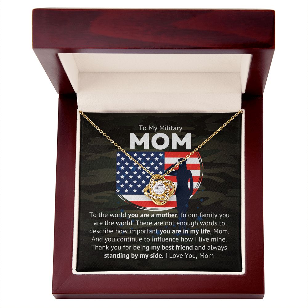 Make your military mom happy with this CUTE Love Knot necklace!