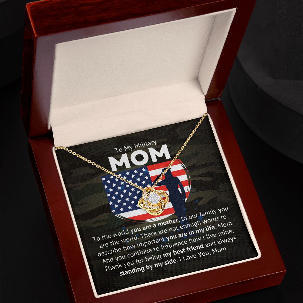 Make your military mom happy with this CUTE Love Knot necklace!