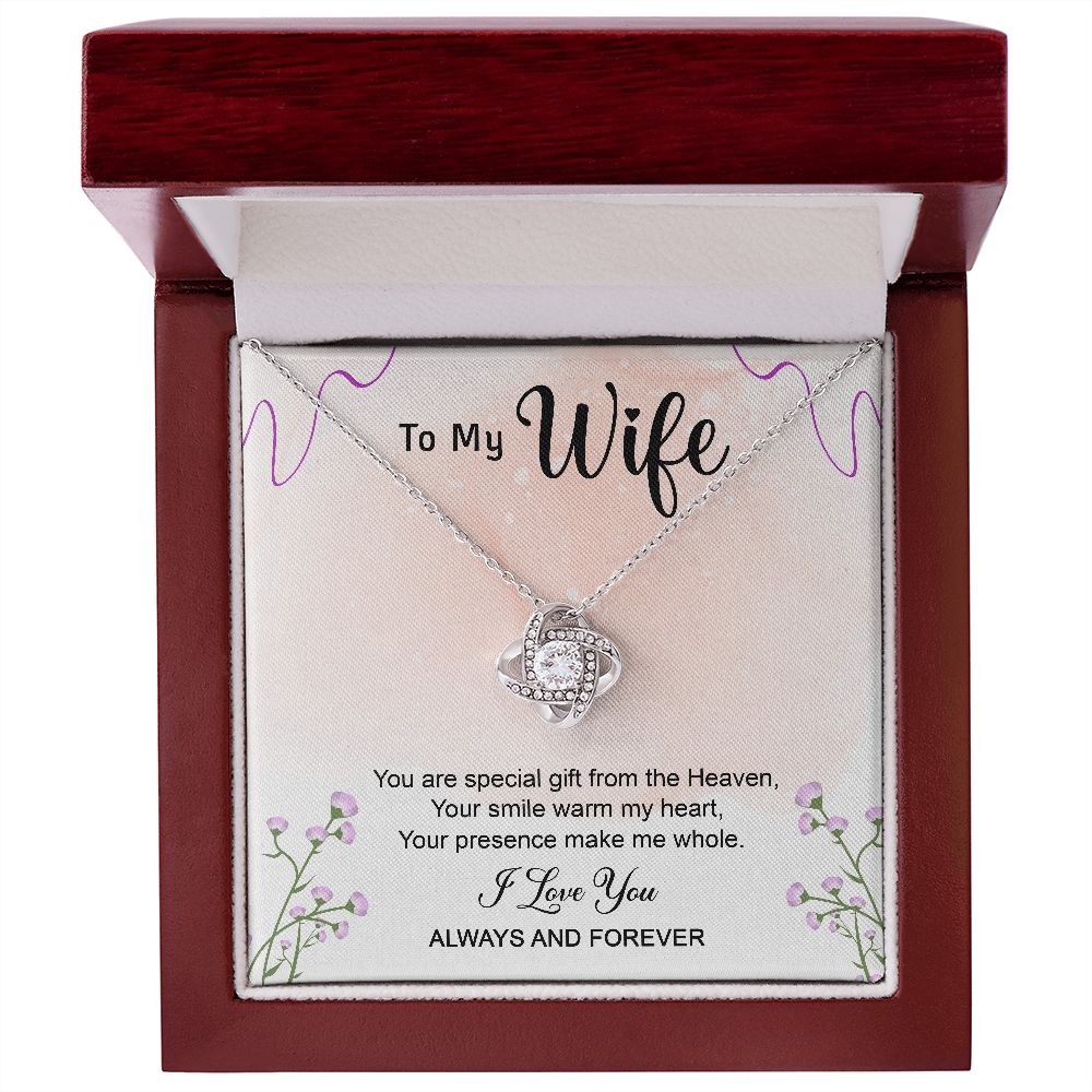 To My Romantic Wife - Love Knot Necklace Draws Attention to Lady's Touch