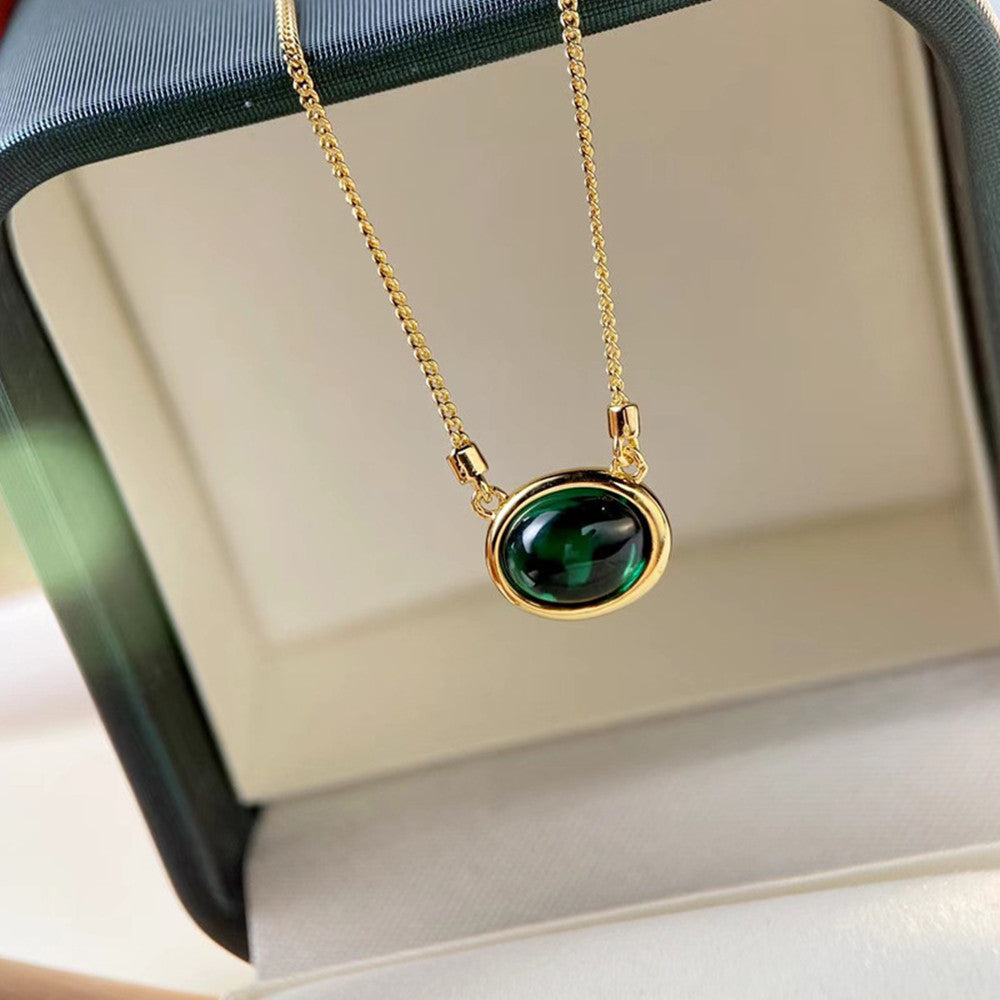 Women's High-end Cultivated Emerald Gemstone Necklace