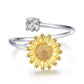 Sterling Silver Sunflower Gold Flower Open Band Stacking Finger Thumb Rings Jewelry